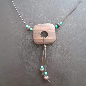 Wood and leather necklace